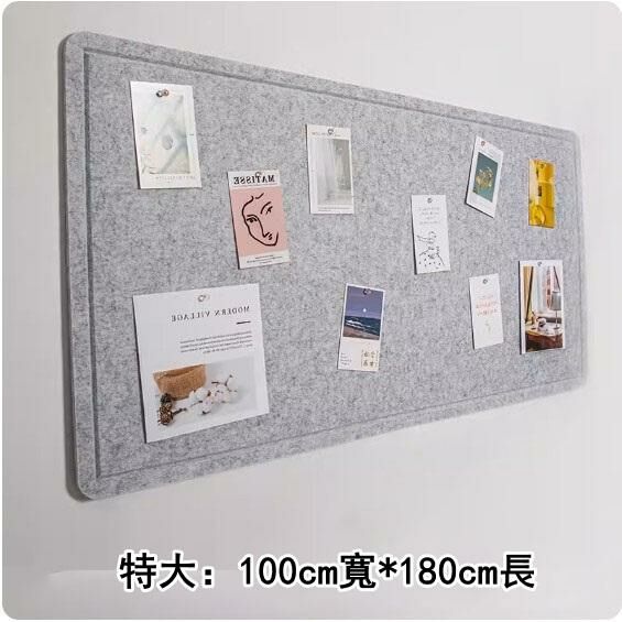 New (100*180CM) Nordic style display cork board self-adhesive bulletin board felt board wall sticker (white gray extra large)