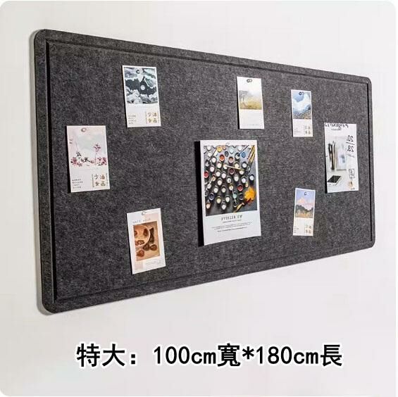 New (100*180CM) Nordic style display cork board self-adhesive bulletin board felt board wall sticker (dark gray extra large)