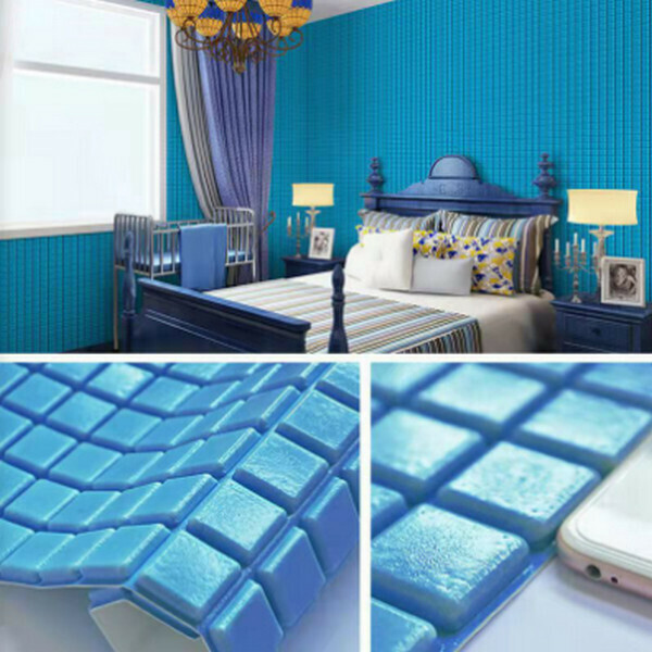 Hot selling 3D waterproof and moisture-proof mosaic self-adhesive wallpaper wall sticker [mosaic sea blue] [70cm*70cm*8mm]