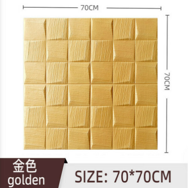 Hot selling 3D waterproof and moisture-proof wall sticker self-adhesive wallpaper [36 twill gold] [70cm*70cm*7mm]