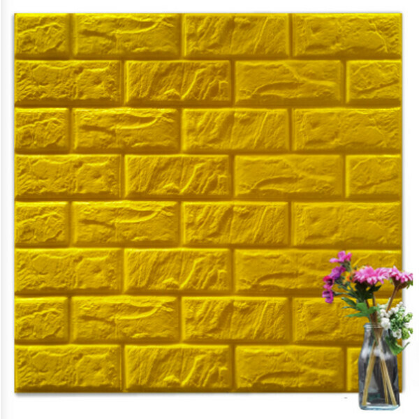 Hot selling waterproof and moisture-proof scrubbable 3D self-adhesive soundproof foam wallpaper sticker [brick pattern-bright yellow] [30*30cm*8.5mm]