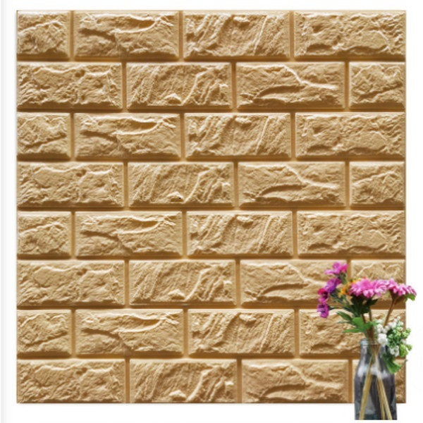 Hot selling waterproof and moisture-proof scrubbable 3D self-adhesive sound insulation foam wallpaper sticker [brick pattern-beige] [30*30cm*8.5mm]
