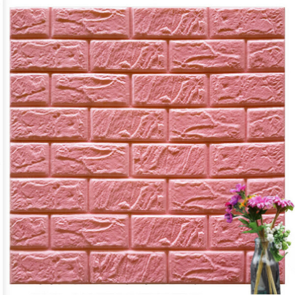 Hot selling waterproof and moisture-proof scrubbable 3D self-adhesive soundproof foam wallpaper sticker [brick pattern-light pink] [30*30cm*8.5mm]