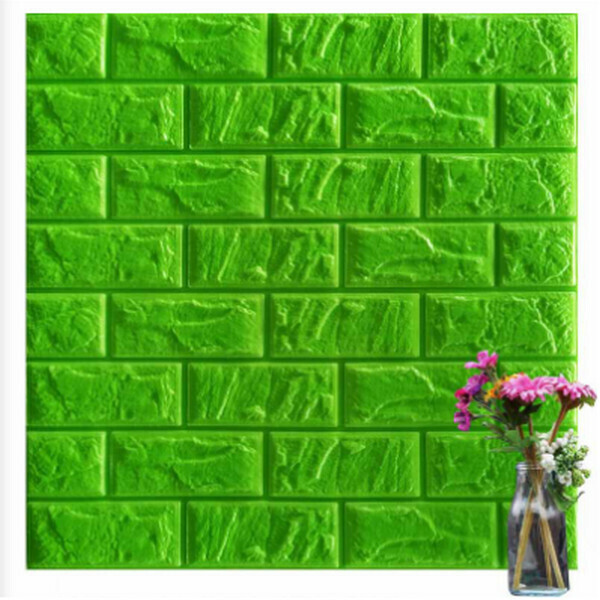 Hot selling waterproof and moisture-proof scrubbable 3D self-adhesive sound insulation foam wallpaper sticker [brick pattern-fruit green] [30*30cm*8.5mm]