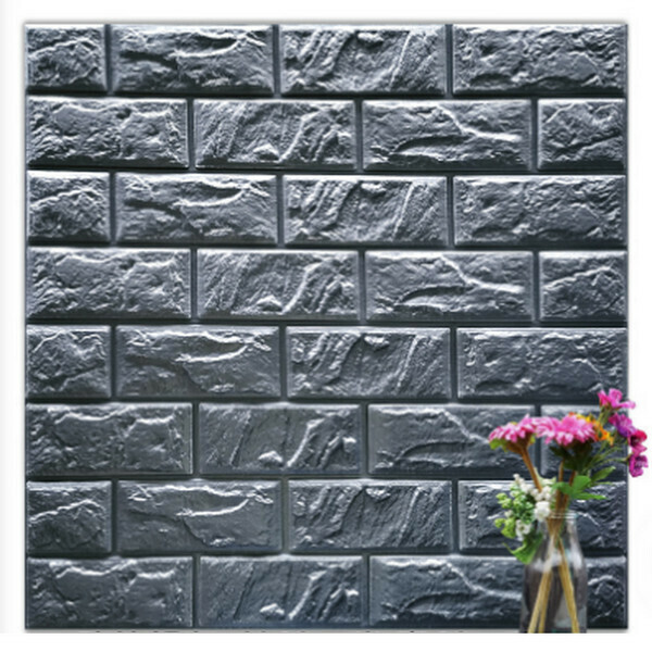 Hot selling waterproof and moisture-proof scrubbable 3D self-adhesive sound insulation foam wallpaper sticker [brick pattern-silver gray] [30*30cm*8.5mm]