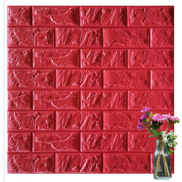 Hot selling waterproof and moisture-proof scrubbable 3D self-adhesive soundproof foam wallpaper sticker [brick pattern-rose red] [30*30cm*8.5mm]