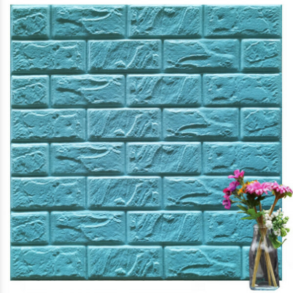 Hot selling waterproof and moisture-proof scrubbable 3D self-adhesive sound insulation foam wallpaper sticker [brick pattern-light blue] [60*60cm*8.5mm]