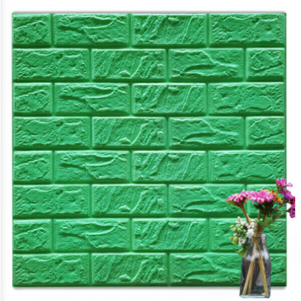 Hot selling waterproof and moisture-proof scrubbable 3D self-adhesive sound insulation foam wallpaper sticker [brick pattern-emerald green] [30*30cm*8.5mm]