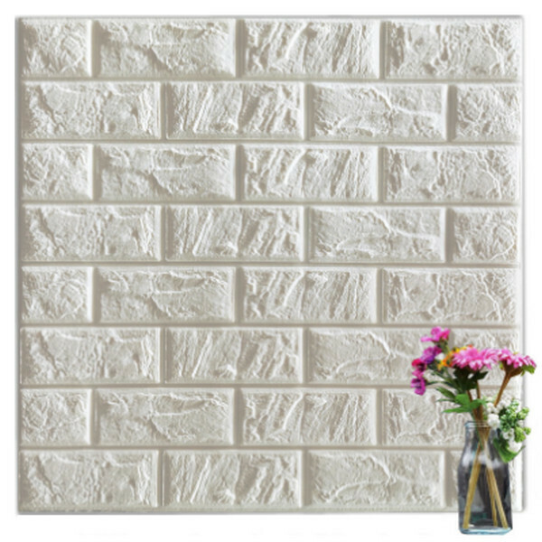 Hot selling waterproof and moisture-proof scrubbable 3D self-adhesive soundproof foam wallpaper sticker [brick pattern-white] [60*60cm*8.5mm]