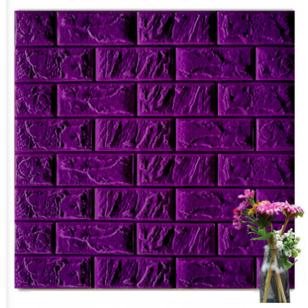 Hot selling waterproof and moisture-proof scrubbable 3D self-adhesive soundproof foam wallpaper sticker [brick pattern-dark purple] [30*30cm*8.5mm]
