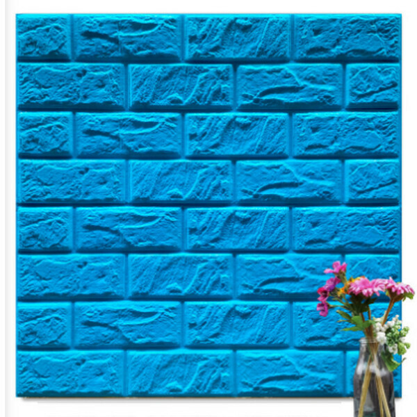 Hot selling waterproof and moisture-proof scrubbable 3D self-adhesive sound insulation foam wallpaper sticker [brick pattern-sea blue] [60*60cm*8.5mm]