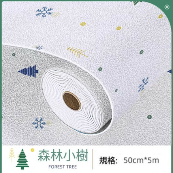 熱賣（50CM*5m）自粘防水防潮防霉牆貼 防撞牆面裝飾牆紙（叢林小樹）
