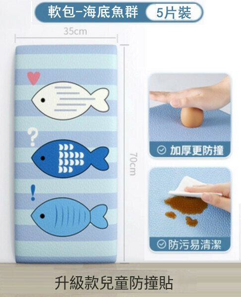 Hot style (pack of 5 pieces 70*35CM) anti-collision cartoon sticker bag baby anti-collision bump wall mat wall sticker (undersea fish school)