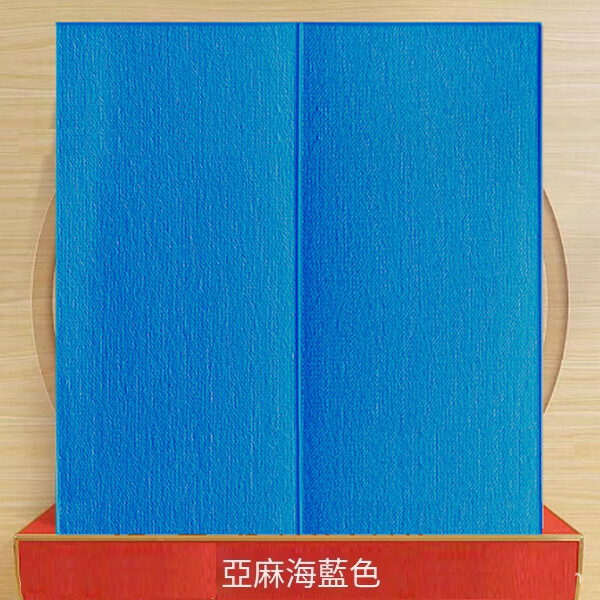 爆款防水防潮防撞軟包泡沫墻面裝飾貼紙壁紙【亞麻方塊海藍】【70*70cm*5mm】