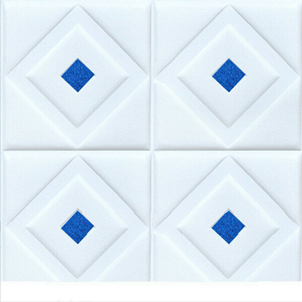 Popular waterproof and anti-collision self-adhesive 3D three-dimensional soft-packed foam wall stickers [oblique lettering in white and blue sequins] [30*30cm*8mm]