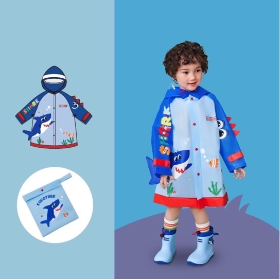 Hot recommended children's waterproof poncho (shark, size S-XL) [please contact customer service to confirm the delivery size after placing the order]