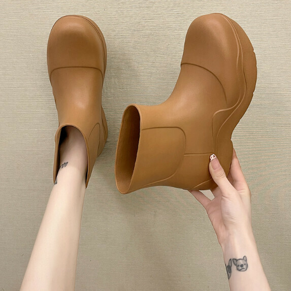 Hot recommended short-tube thick-soled Martin rain boots (brown [size 36_41] (contact customer service after placing an order to confirm the delivery size)