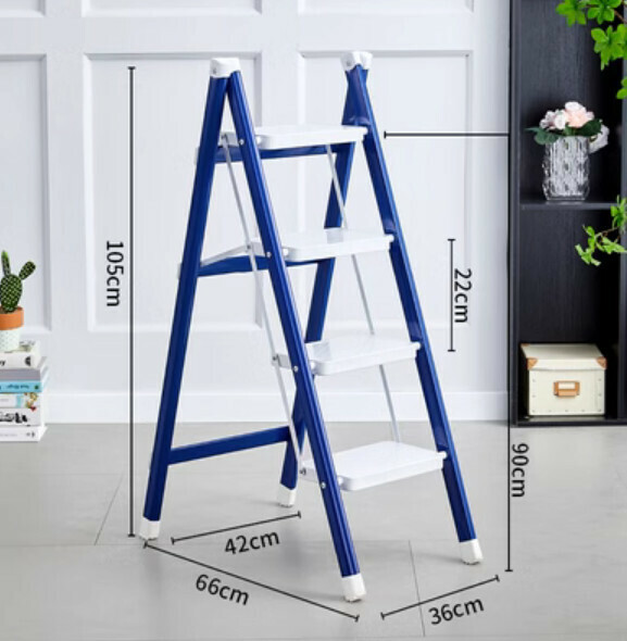 Hot-recommended multifunctional folding ladder (4 steps - deep space blue)