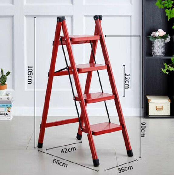 Hotly recommended multi-functional folding ladder (4 steps-red lips)