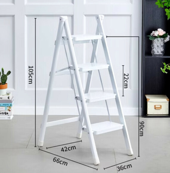 Hot recommended multifunctional folding ladder (4 steps - pure white)