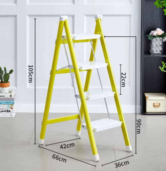 Hot push multifunctional folding ladder (4 steps - lemon yellow)