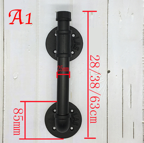 熱推復古鐵藝水管扶手木門廚櫃門把手(A1-28cm,黑色)