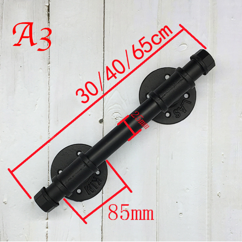 熱推復古鐵藝水管扶手木門廚櫃門把手(A3-30cm,黑色)