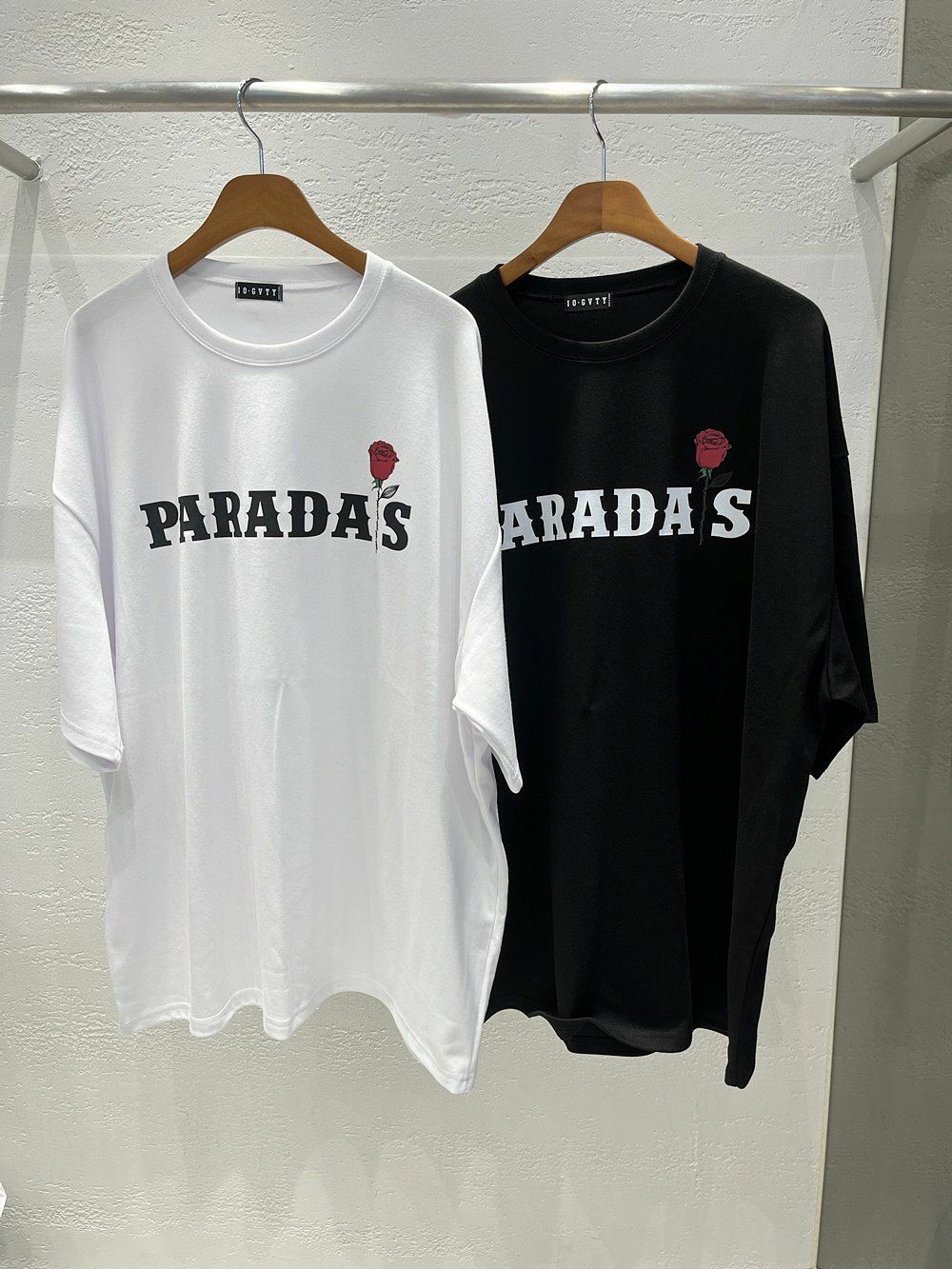 OverSize英文字玫瑰花圖案短袖Tee  10.GVTY-0136V