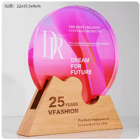 Hotly recommended color-printed crystal solid wood trophy customization (A_02 model, high-definition color printing on beech wood (contact customer service for confirmation after placing the order (words and drawings))