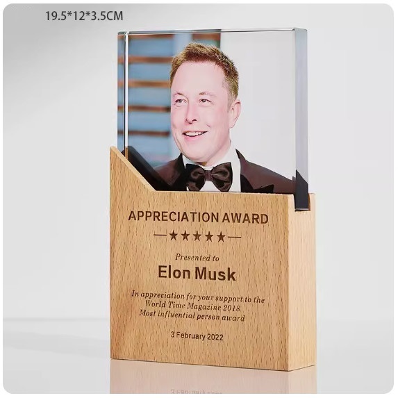 Hotly recommended color-printed crystal solid wood trophy customization (C_03 model, beech wood color-printed portrait (contact customer service after placing the order to confirm (words and patterns)