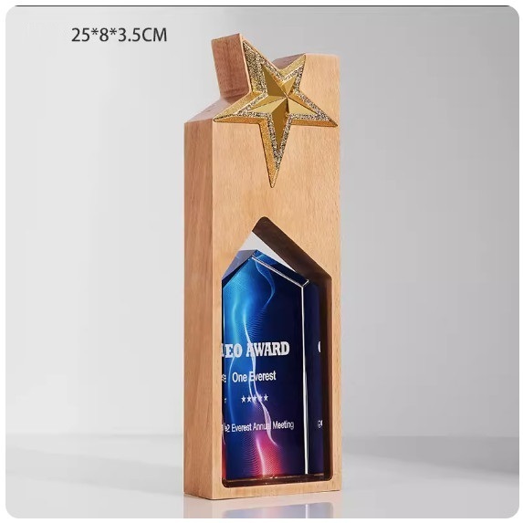 Hotly recommended color-printed crystal solid wood trophy customization (D_01 model, high-definition color printing on beech wood (contact customer service for confirmation after placing the order (words and drawings))