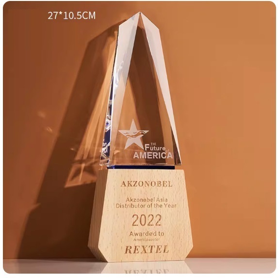 Hotly recommended color printed crystal solid wood trophy customization (H_02 model, beech crystal sandblasting (contact customer service after placing the order to confirm (words and drawings)