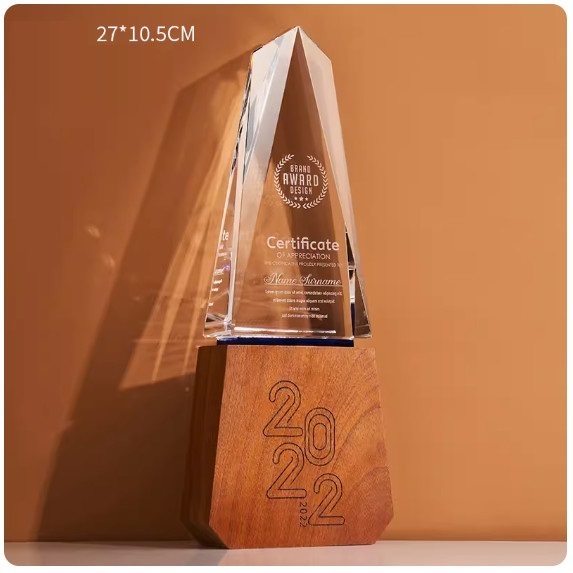 Hotly recommended color printed crystal solid wood trophy customization (H_01 model Sapele crystal sandblasting (contact customer service after placing the order to confirm (words and drawings)