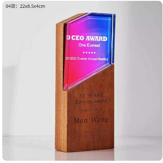 Hotly recommended color-printed crystal solid wood trophy customization (F_02 model, Sapele high-definition color printing (contact customer service for confirmation after placing the order (words and drawings))