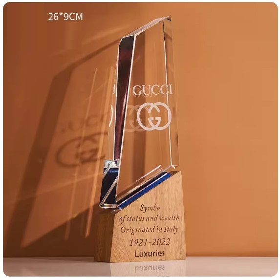 Hotly recommended color printed crystal solid wood trophy customization (J_02 model Sapele crystal sandblasting (contact customer service after placing the order to confirm (words and drawings)