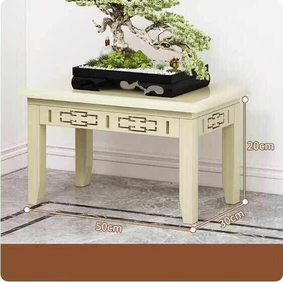 爆款實木花架（奶白色）（尺寸：長50*寬30*高20cm）