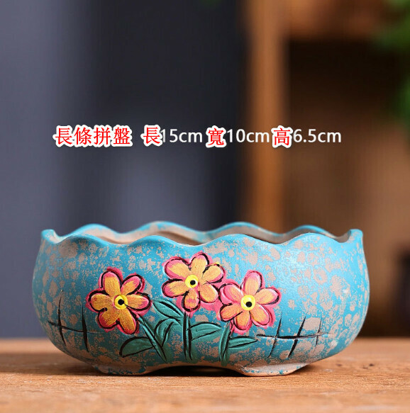 Popular hand-painted large-diameter oval platter ceramic flowerpot [Plate 12]