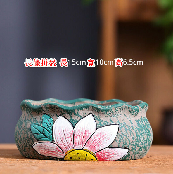 Popular hand-painted large-diameter oval platter ceramic flowerpot [Plate 13]