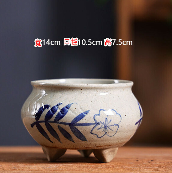 Popular hand-painted blue and white stoneware flowerpot [Blue and White 04]