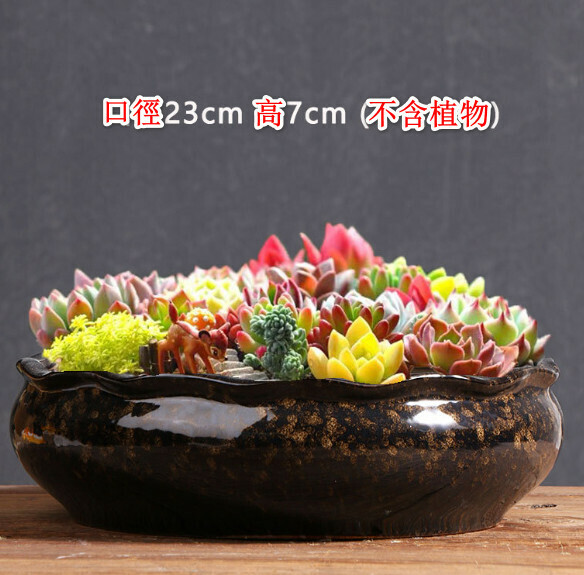 Popular large-diameter stone ceramic flowerpot [extra large platter with wavy mouth white] [plants not included]