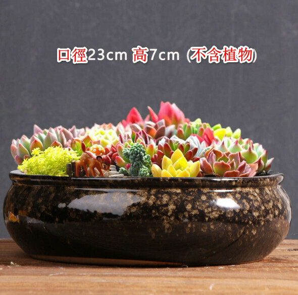 Popular large-diameter stone ceramic flowerpot [oversized platter with white finish] [plants not included]