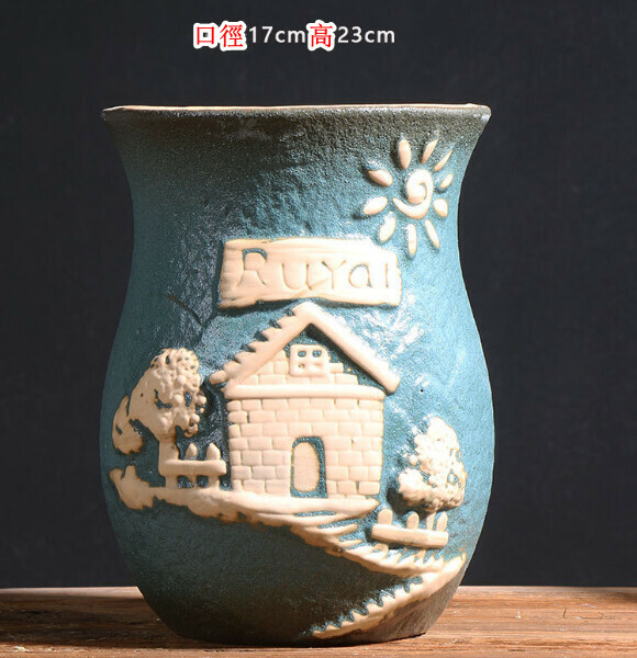 Popular retro ceramic flowerpot [Style 3] [Plants not included]