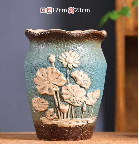 Popular retro ceramic flowerpot [Style 1] [Plants not included]