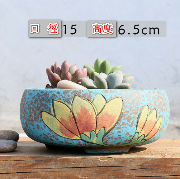 Popular hand-painted platter ceramic flowerpot [Plate 1] [Plants not included]
