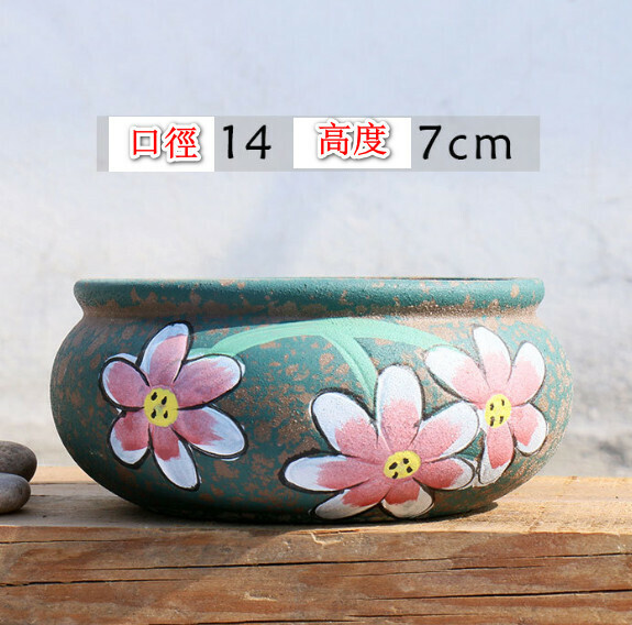 Popular hand-painted platter ceramic flowerpot [Plate 2] [Plants not included]
