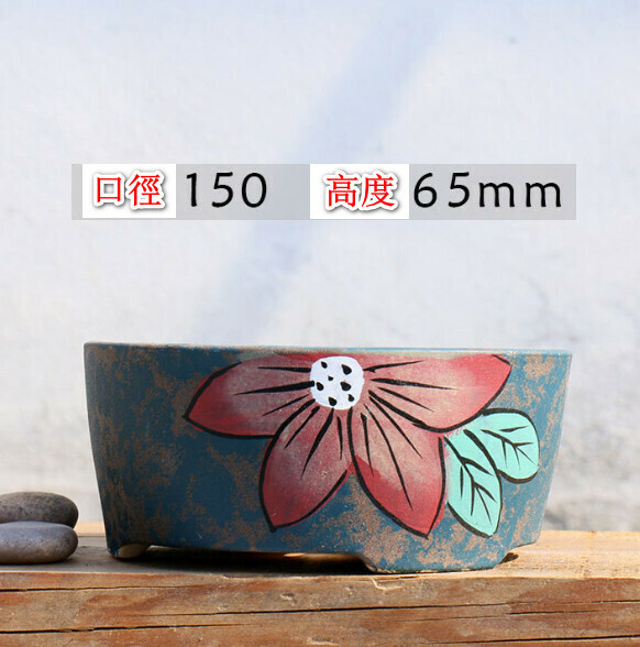 Popular hand-painted platter ceramic flowerpot [Plate 4] [Plants not included]