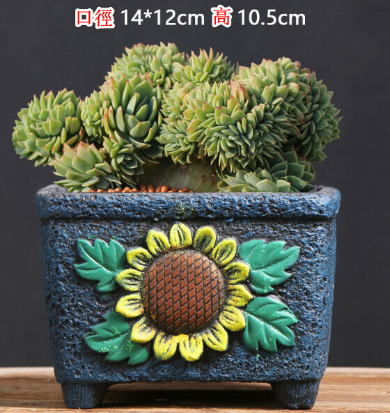 Popular retro ceramic flowerpot [Painted group style 2] [Plants not included]