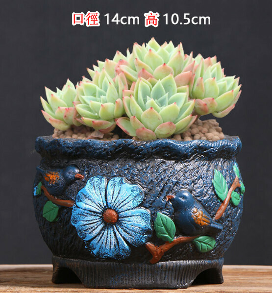 Popular retro ceramic flowerpot [Painted group style 1] [Plants not included]