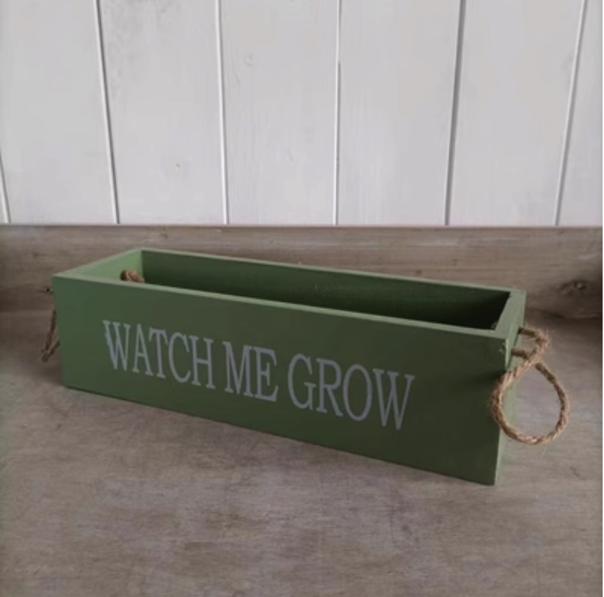 Popular retro style flowerpot wooden rectangular (light green) (28*8cm*8.5cm)