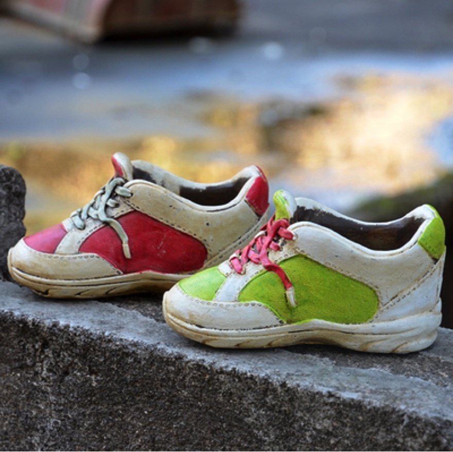Popular distressed large-toe shoe succulent flower pots (pair)